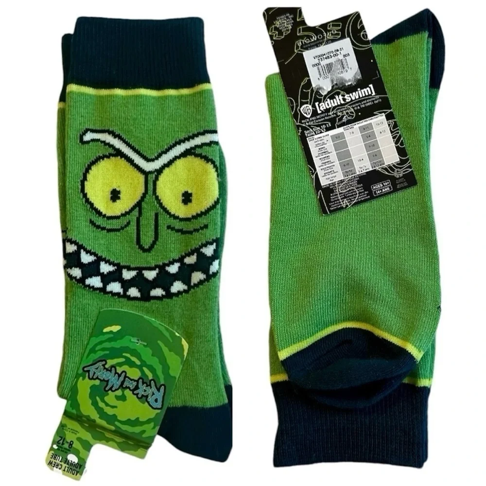 New CARTOON NETWORK Pickle Rick and Morty Socks Old Navy Men 10-13 Shoe 8-12 NWT
